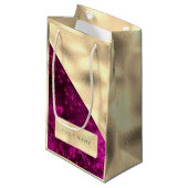 Champaigne Faux Gold Naam Vonk Fuchsia Roze Klein Cadeauzakje (Voorkant Gekanteld)