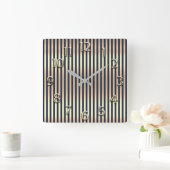 Champaigne Gold Arabic Number Blue Navy Stripes Vierkante Klok (Huis)