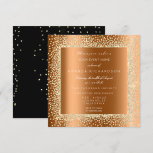 Champaigne Gold Glitter Black Confetti Honey VIP Kaart