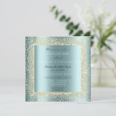 Champaigne Gold Glitter Zwart Aqua Blue Confett Kaart (Staand voorkant)