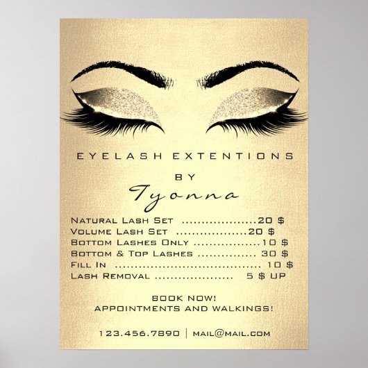 Champaigne Gold Makeup Artist Eyes Lashes Prices Poster (Voorkant)