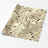 Champaigne Gold Meadow Butterfly snijdt Pareltjes  Cadeaupapier (Uitgerold)