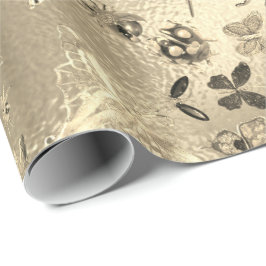 Champaigne Gold Meadow Butterfly snijdt Pareltjes  Cadeaupapier