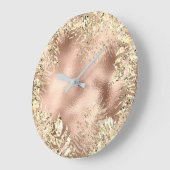 Champaigne Gold Palm Leafs Metallic Floral Blush Grote Klok (Hoek)