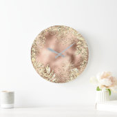 Champaigne Gold Palm Leafs Metallic Floral Blush Grote Klok (Huis)