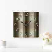 Champaigne Goud Arabisch Nummers Zwart Strepen Vierkante Klok (Huis)