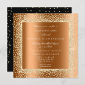 Champaigne Goud Glitter Zwart Confetti Honing VIP Kaart (Voorkant / Achterkant)