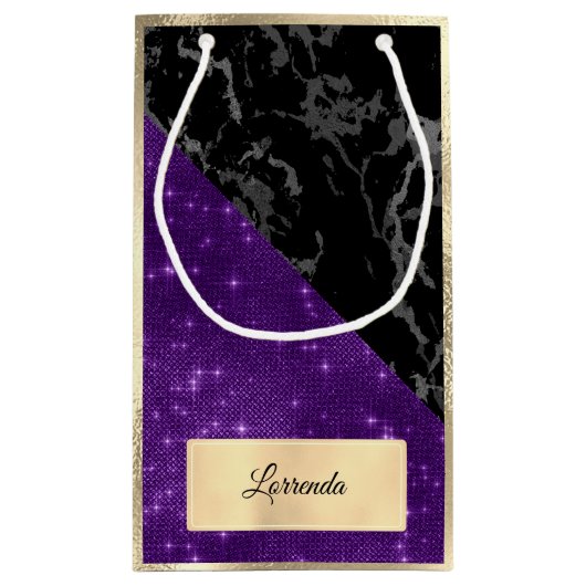 Champaigne Goud Paarse Violet Marmer Zwart Grijs Klein Cadeauzakje (Achterkant)