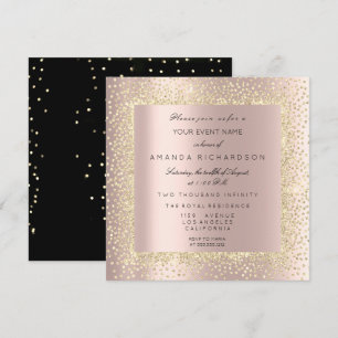 Champaigne Goud Zwart Confetti Sepia Glitter Roos Kaart