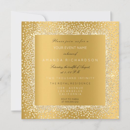 Champaigne Goud Zwart Confetti Sepia Glitter VIP Kaart (Voorkant)