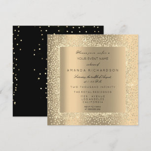 Champaigne Sepia Gold Glitter Black Confetti VIP Kaart
