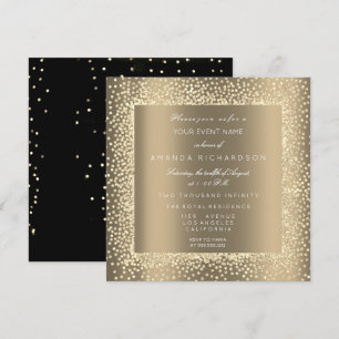 Champaigne Sepia Gold Glitter Confetti Formal VIP Kaart