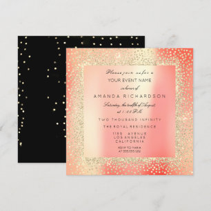 Champaigne Sepia Gold Glitter Confetti Pink Peach Kaart