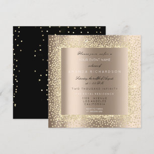 Champaigne Sepia Gold Glitter Ivory Confetti Lux Kaart