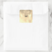 Champaigne Sepia Gold Metal Minimal Monogram RSVP Vierkante Sticker (Tas)