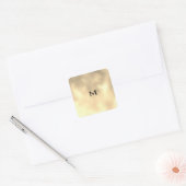 Champaigne Sepia Gold Metal Minimal Monogram RSVP Vierkante Sticker (Envelop)