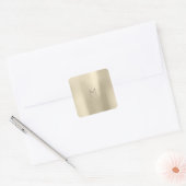 Champaigne Sepia Gold Metal Minimal Monogram RSVP Vierkante Sticker (Envelop)