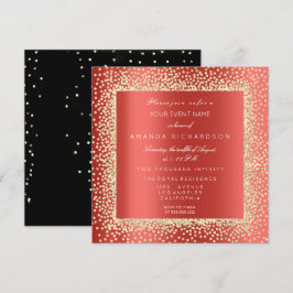 Champaigne Sepia Goud Glitter Confetti Rood Robijn Kaart