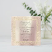Champaigne Sepia Goud Glitter Confetti Roos Parel Kaart (Staand voorkant)