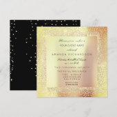 Champaigne Sepia Goud Glitter Confetti Roos Perzik Kaart (Voorkant / Achterkant)