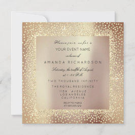 Champaigne Sepia Gouden Glitter Confetti Roos Glam Kaart