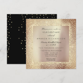 Champaigne Sepia Gouden Glitter Confetti Roos Glam Kaart