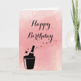 Champange & Rose Birthday Card Kaart