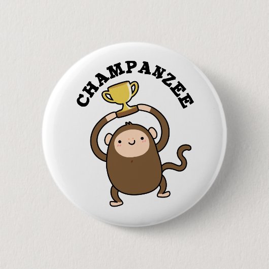 Champanzee Funny Champion Chimpanzee Pun Ronde Button 5,7 Cm (Voorkant)