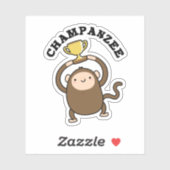 Champanzee Funny Champion Chimpanzee Pun Sticker (Vel)