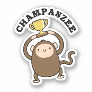 Champanzee Funny Champion Chimpanzee Pun Sticker