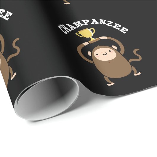 Champanzee Grappige Kampioen Chimpansee Pun Dark B Cadeaupapier (Rol Hoek)