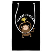 Champanzee Grappige Kampioen Chimpansee Pun Dark B Klein Cadeauzakje (Voorkant)