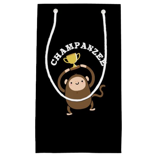 Champanzee Grappige Kampioen Chimpansee Pun Dark B Klein Cadeauzakje (Voorkant)