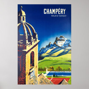 Champéry, Valais, Suisse, Ski Poster