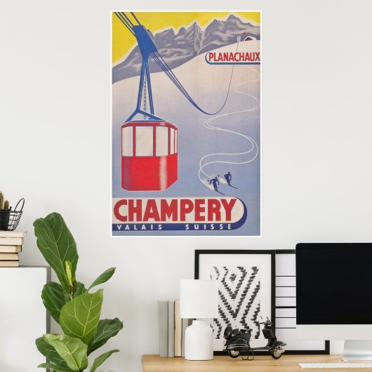 Champery Zwitserland  Ski Poster (Thuiskantoor)
