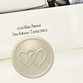 Champgne Two Hearts Intertwined Wedding Ronde Sticker