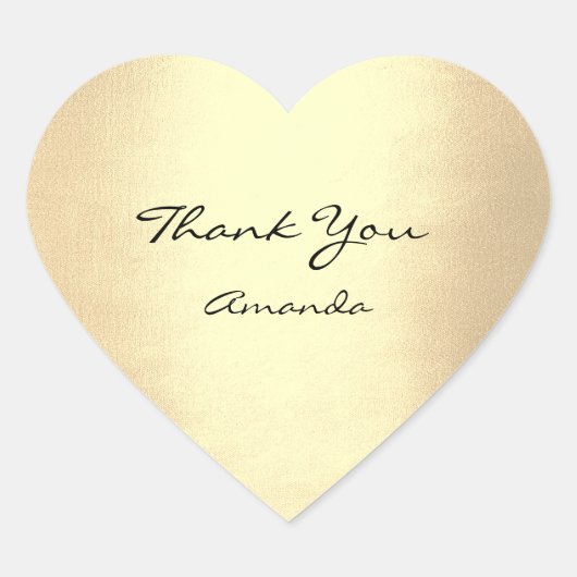 Champiagne Gold Beauty Naam Bruids Hart Dank u Hart Sticker (Voorkant)