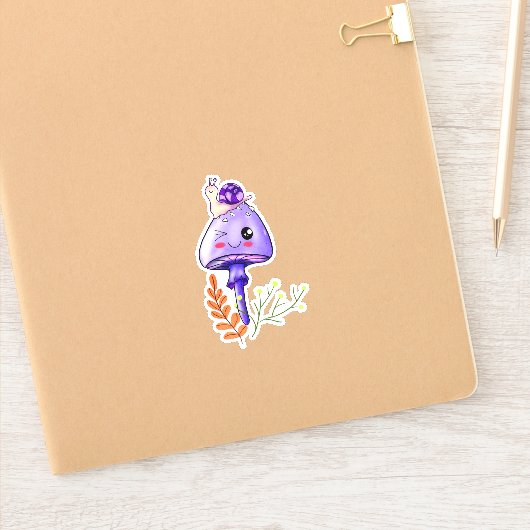 champignon kawaii - scène sticker (Notitieboek)