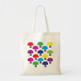 Champignonkleurig paddenstoelenpatroon tote bag