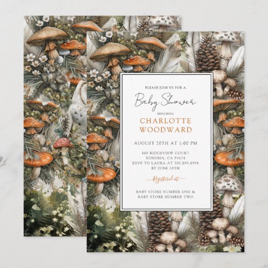 champignons Baby shower Kaart (Voorkant / Achterkant)