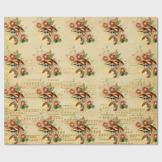 Champignons Bruin Sinaasappel Song Gouden Notitie Cadeaupapier (Vlak)