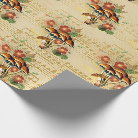 Champignons Bruin Sinaasappel  Song Gouden Notitie Cadeaupapier (Hoek)