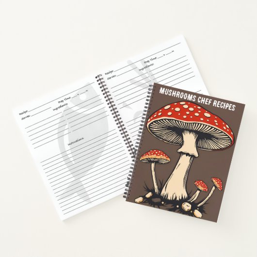 Champignons Chef Fly Agaric Bloemen Rood en Wit Notitieboek (Binnen)