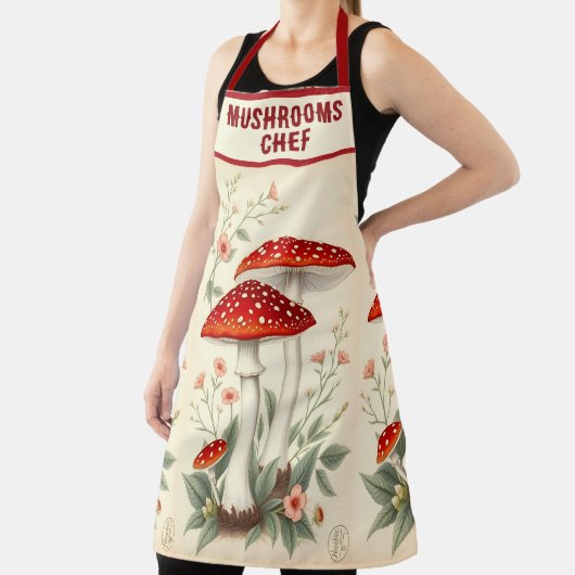 Champignons Chef Fly Agaric Bloemen Rood en Wit Schort (Insitu)