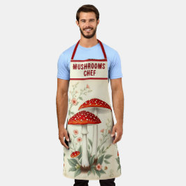 Champignons Chef Fly Agaric Bloemen Rood en Wit Schort