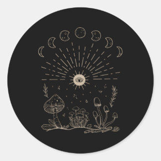 Champignons Donkere Academia Esthetische Kristalle Ronde Sticker