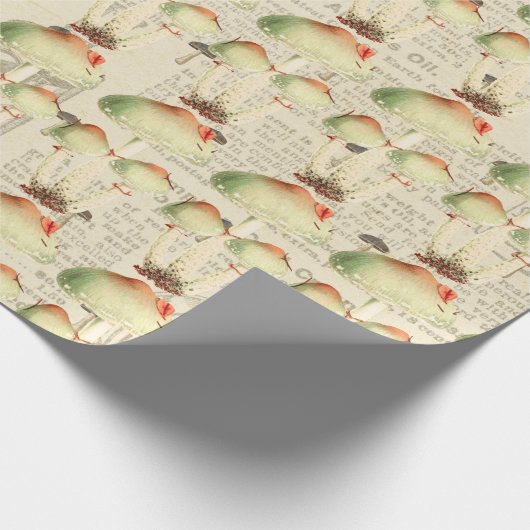 Champignons Gold Woodland Antiek Old Journal Cadeaupapier (Hoek)