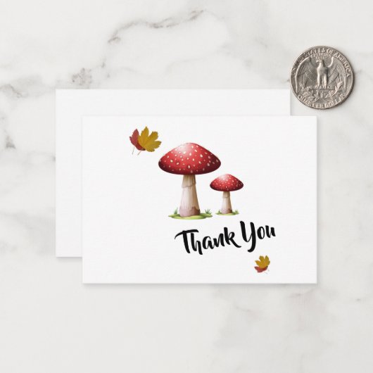 Champignons in de herfst dank je wel kaart notitiekaartje (Voorkant / Achterkant in situ)