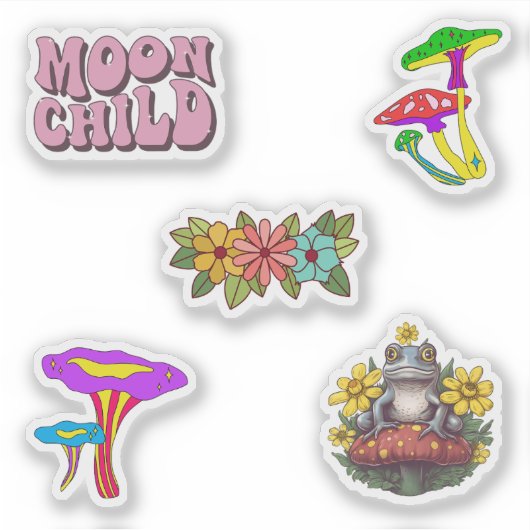  champignons Natuur illustratie Scrapbooking Sticker (Voorkant)