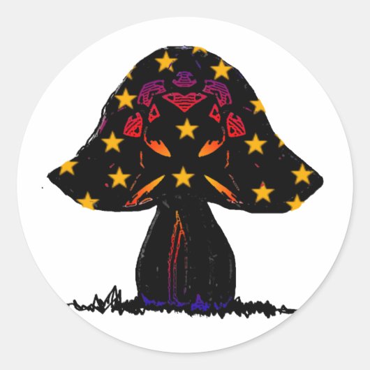 champignonsterren ronde sticker (Voorkant)